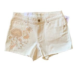 Jessica Simpson Cherish Embroidered Frayed Raw Hem White Shorts Sz 28